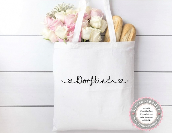 Tasche Dorfkind oder anderer Name Einkaufen, Muttertag Geburtstag, Kindergarten Wunschname KITA Kindergarten Einschulung Lüttentüddel®
